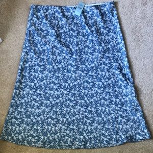 NWT LOFT Petite Large Skirt in Blue Floral